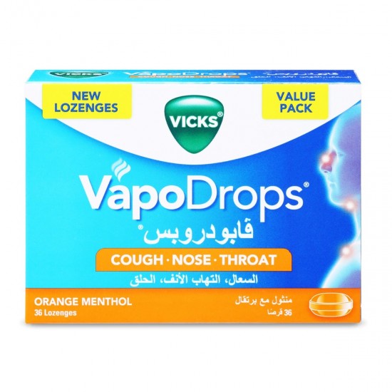 Vicks Vapodrops Menthol With Orange 36 Tablets