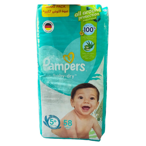 PAMPERS SIZE 5+ VALUE DIAPERS, 58PCS