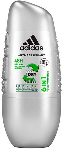 Adidas 6 In 1 Deodorant Roll On For Men 50 Ml