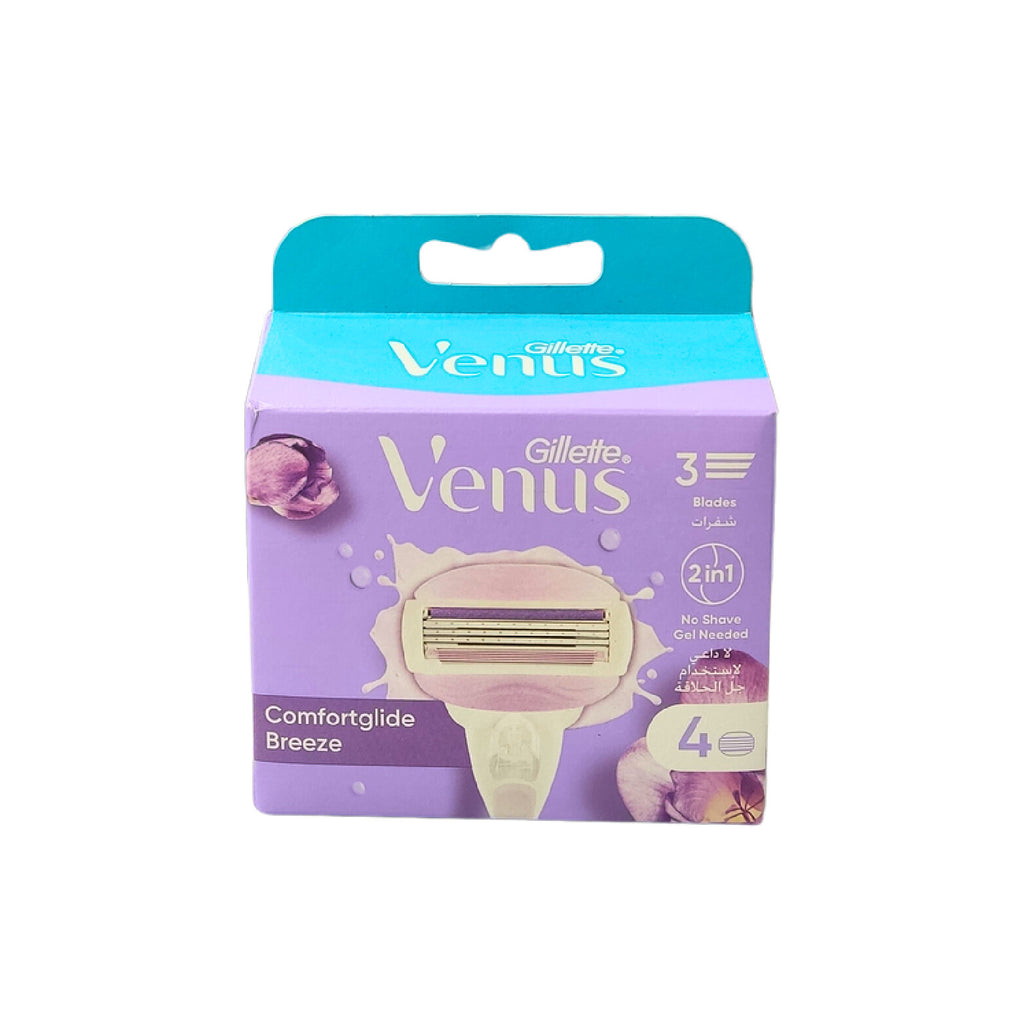 Venus Breeze – 3-Blade Women'S Razor Refills With Built-In Moisture Gel (4 Pcs)