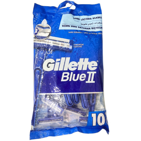Gillette Blue Ii Chrome Razors-Bag Pack Of 10 For Smooth and Comfortable Shaving