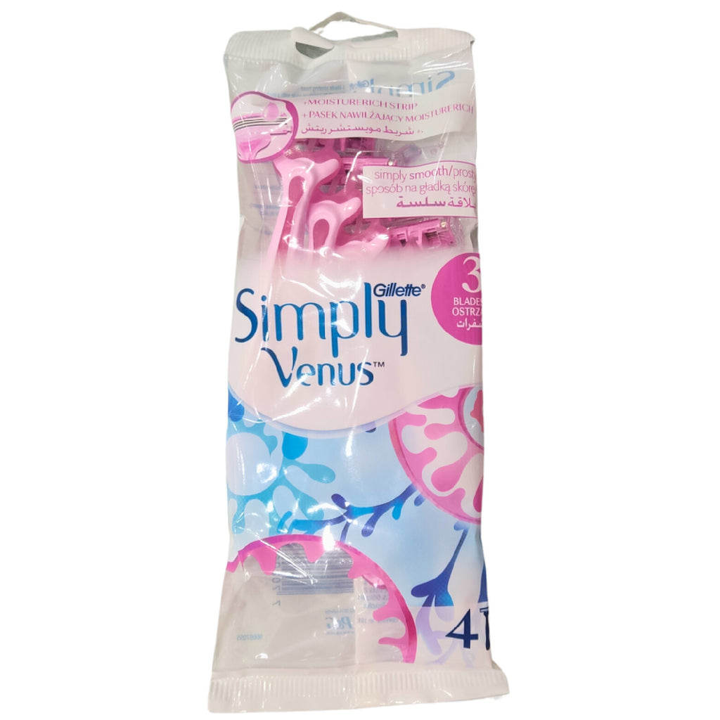 شفرات فينوس سيمبلي 3 للنساء – 4 قطع من جيليت