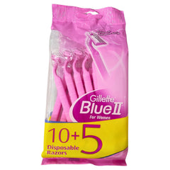 Gillette Blue Ii Women Razors-15-Pack 10+5 Free For Smooth and Safe Shaving