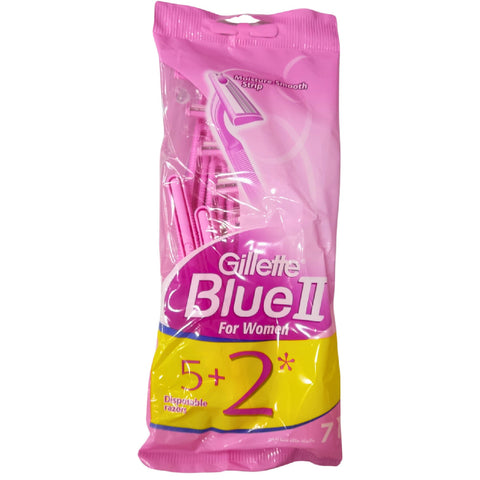 Gillette Blue Ii Women Razors-7-Pack 5+2 Free For Smooth and Safe Shaving