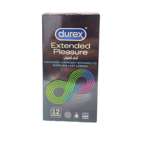 Durex Extended Pleasure Condoms-With Benzocaine For Longer Lasting Pleasure-Pack Of 12