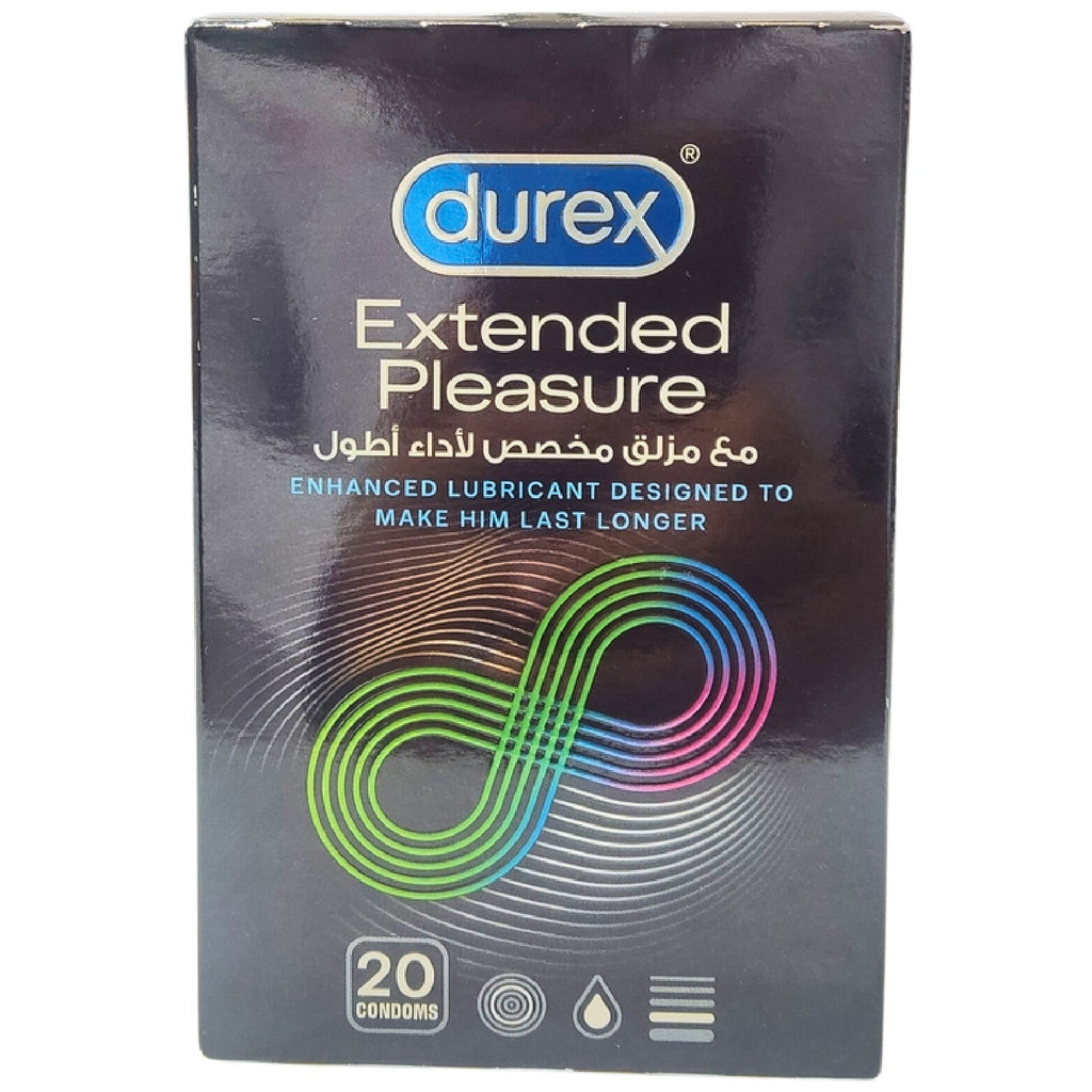 Durex Extended Pleasure Condoms-With Benzocaine For Longer Lasting Pleasure-Pack Of 20