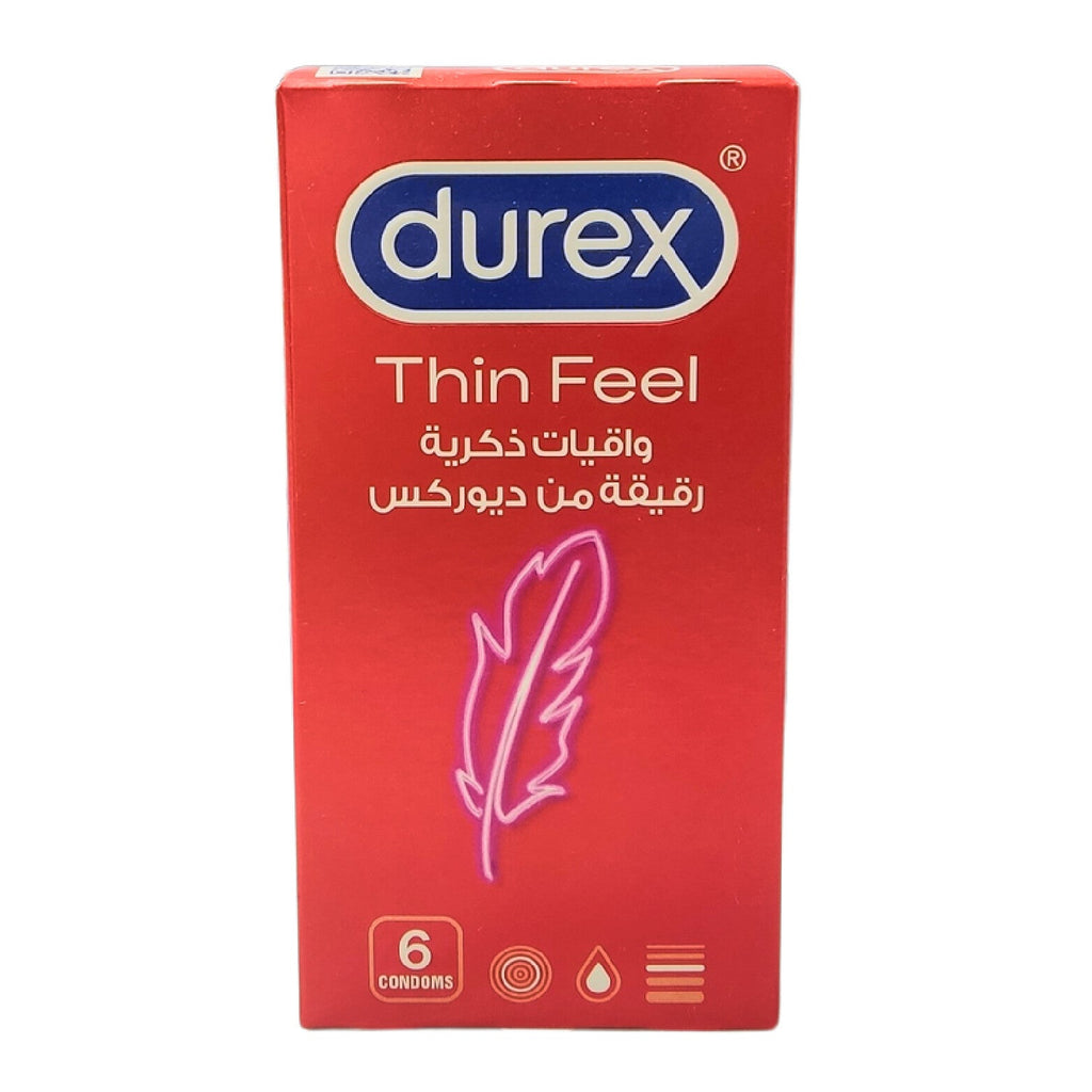 Durex Thin Feel Condoms-Ultra Thin For Enhanced Sensitivity-Pack Of 6