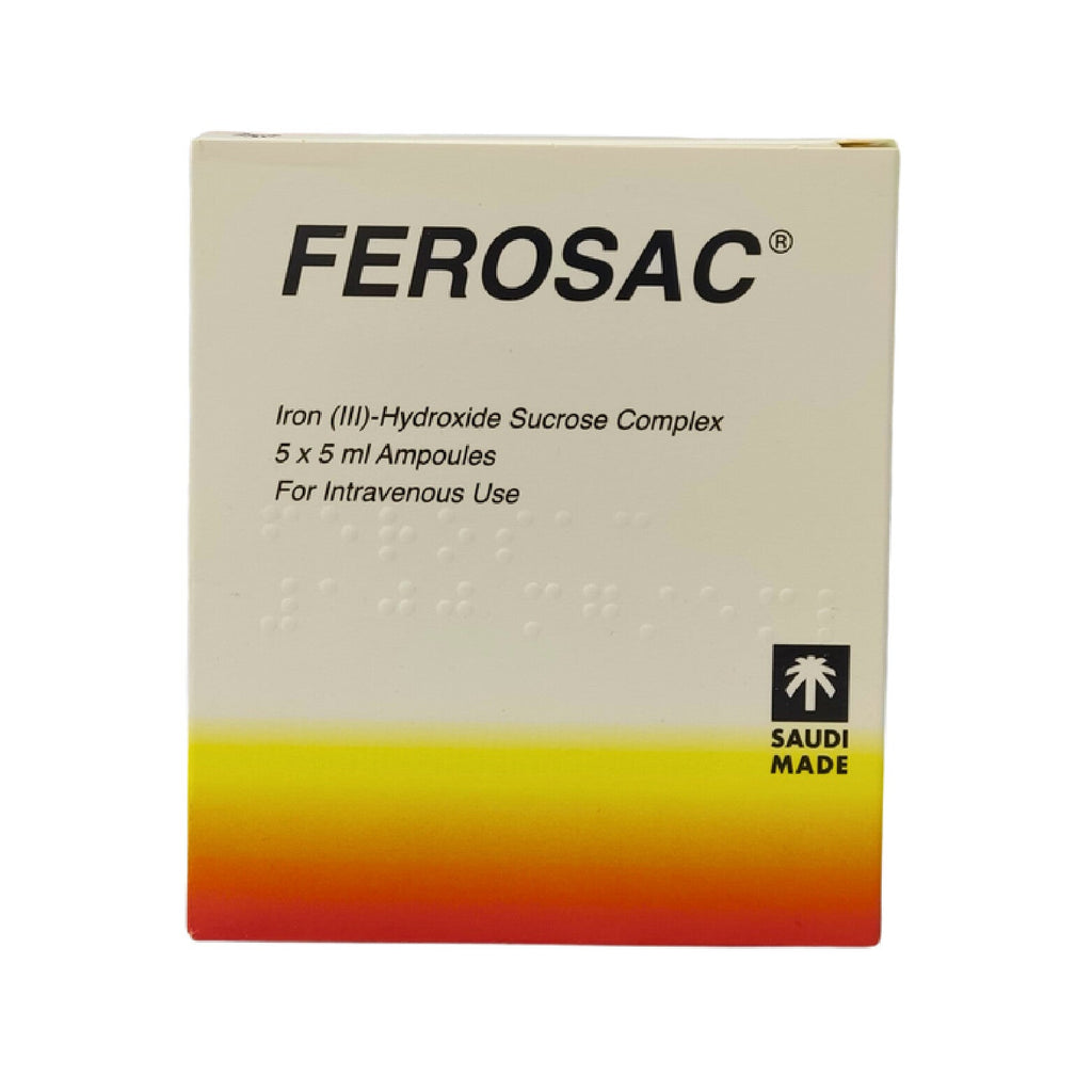 Ferosac 100mg/5ml Iron Supplement - 5 Ampoules
