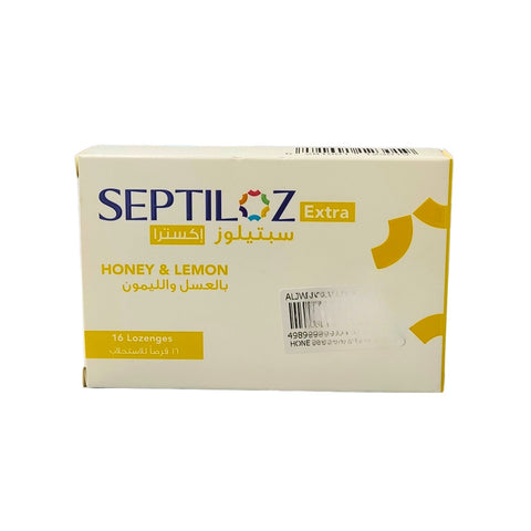 Septiloz Extra-16 Lozenges With Antiseptic Ingredients- Honey and Lemon For Oral And Throat Comfort
