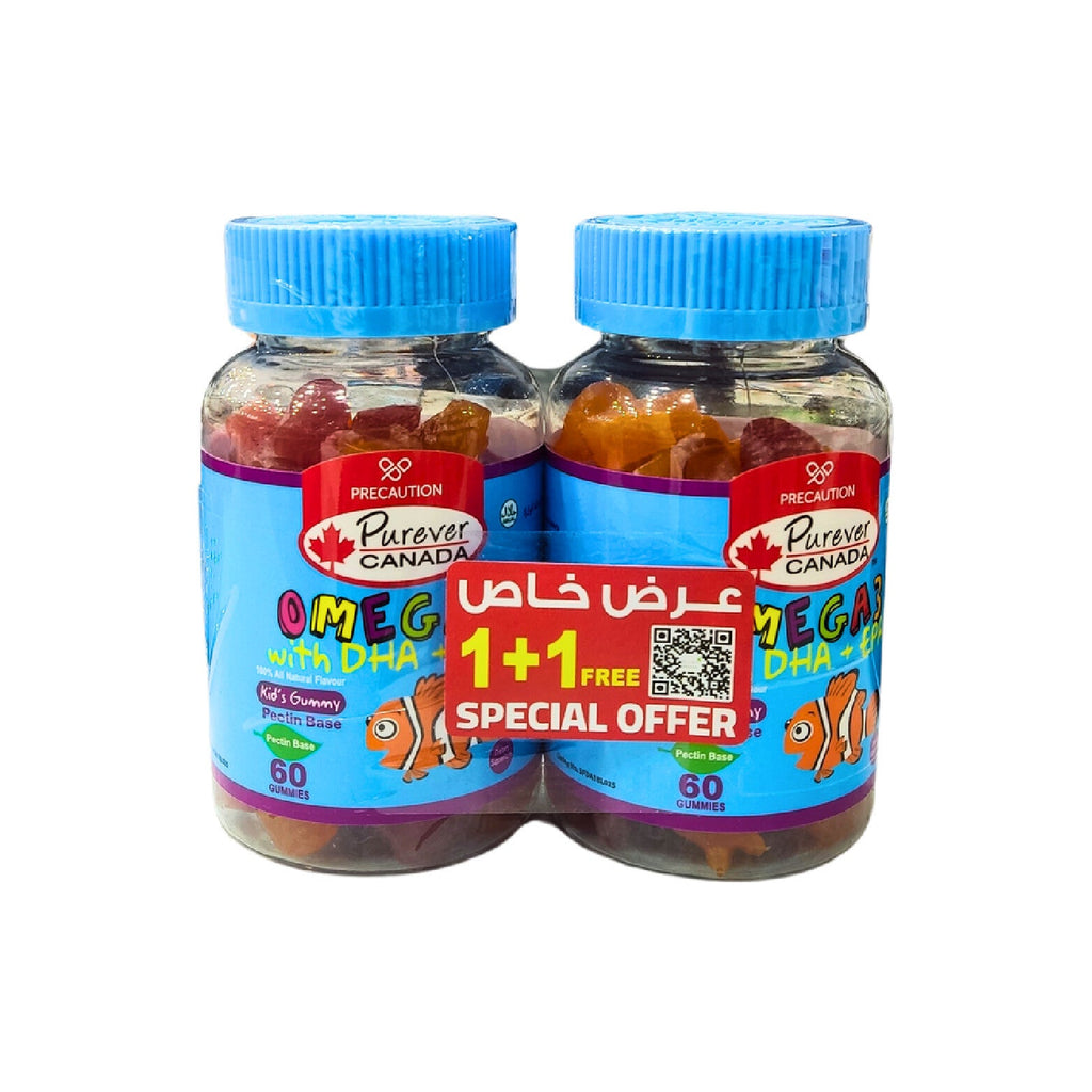 Omega 3 + Omega 3 Kids Soft Gummies 60 Pieces Purever