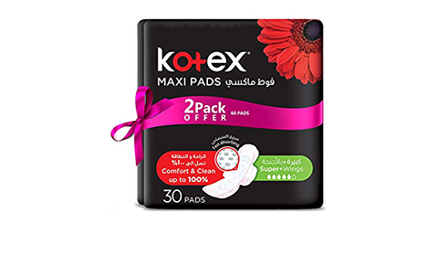 مناديل Kotex Maxi Slim Super Coco الصحية - عبوة من قطعتين (2 x 30 ضمادة)