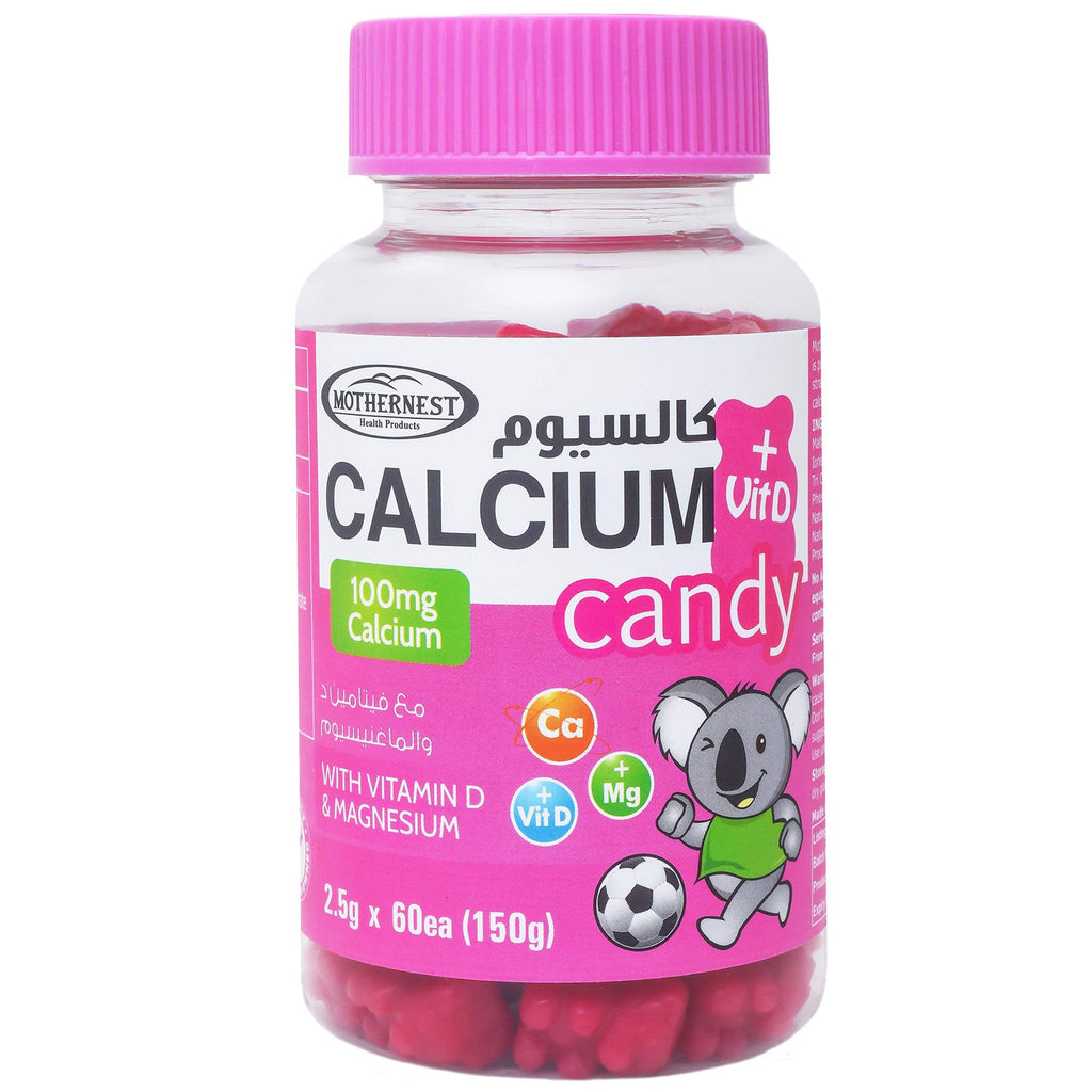 Mothernest Calcium + Vitamin D Candy-60Pcs - 2.5G- Supports Bone and Dental Health- Prevents Calcium Deficiency