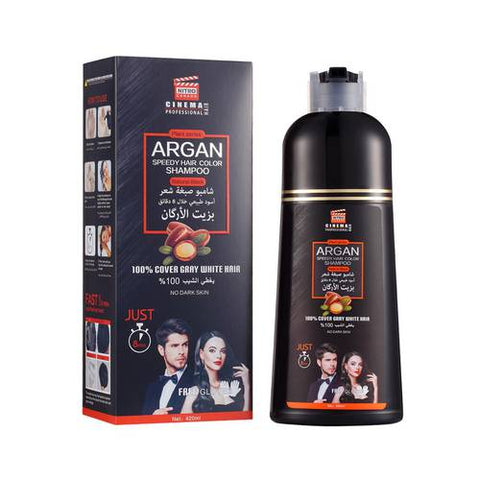 Argan Oil Shampoo For Rapid White Hair Dye Natural Black 420 Ml