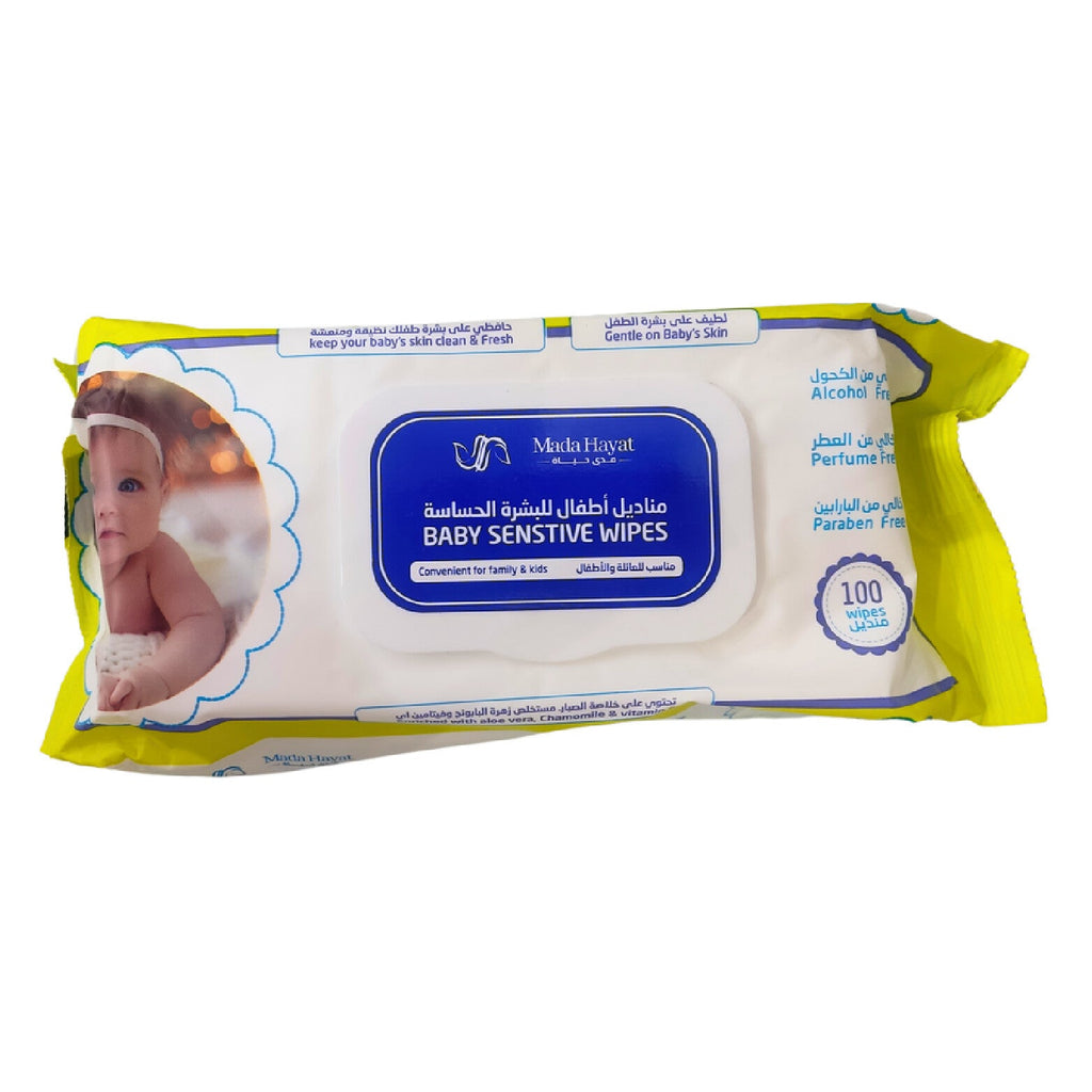 MADA HAYAT Yellow Sensitive Baby Wipes 100 pcs