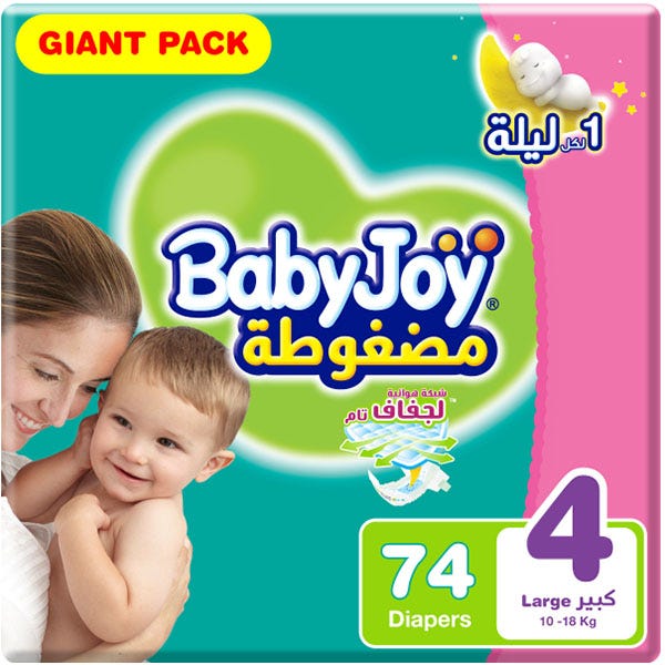 Baby Joy Size (4) Giant Pack - 74 Diapers