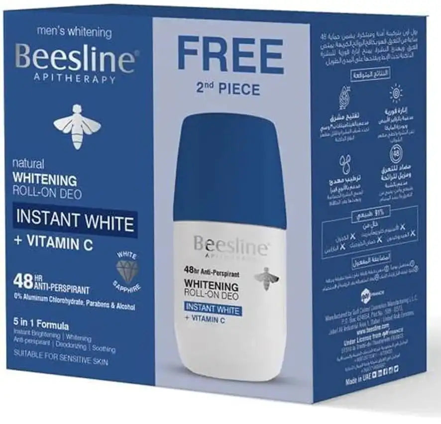 Beesline Whitening Deo Roll On 50ml -Instant White-1+1 Free