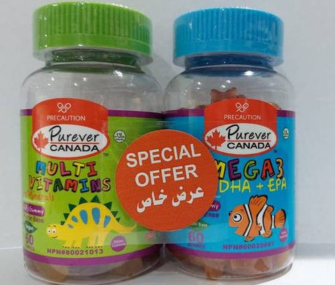 Purever Omega 3 + Omega 3 Gummies Kids 60 Pieces