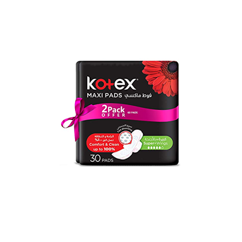 مناديل Kotex Maxi Slim Super Coco الصحية - عبوة من قطعتين (2 x 30 ضمادة)