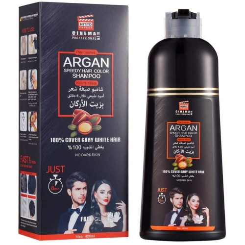 Argan oil shampoo for rapid white hair dye natural black 420 ml
