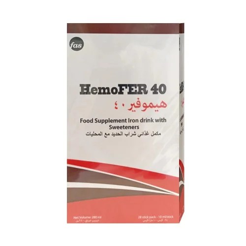 هيموفر 40 مكمل غذائي الحديد بنكهة الفانيليا 28 كيس
