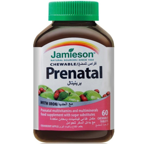 Jamieson prenatal Apple and Cranberry Flavor Dietary Supplement 60 Tablets