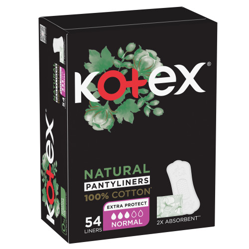 KOTEX NATURAL PANTYLINERS 100% COTTON 54 PCS