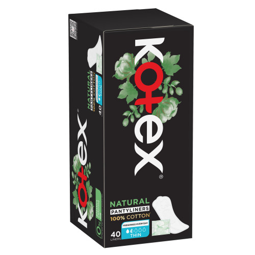 KOTEX NATURAL PANTYLINERS 100% COTTON 40 PCS
